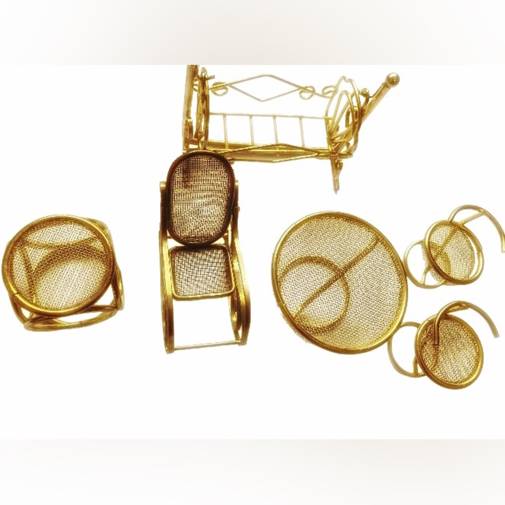 Vintage Miniature Brass Furniture Set